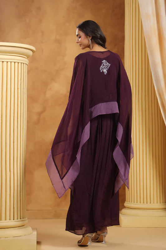 Purple Bead Embellished Women Co-Ord Set