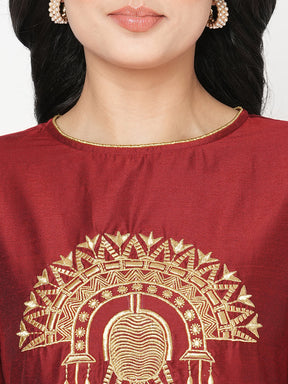 Hashtag Be A long straight festive kurta with elaborate gold thread work - Hashtag Be