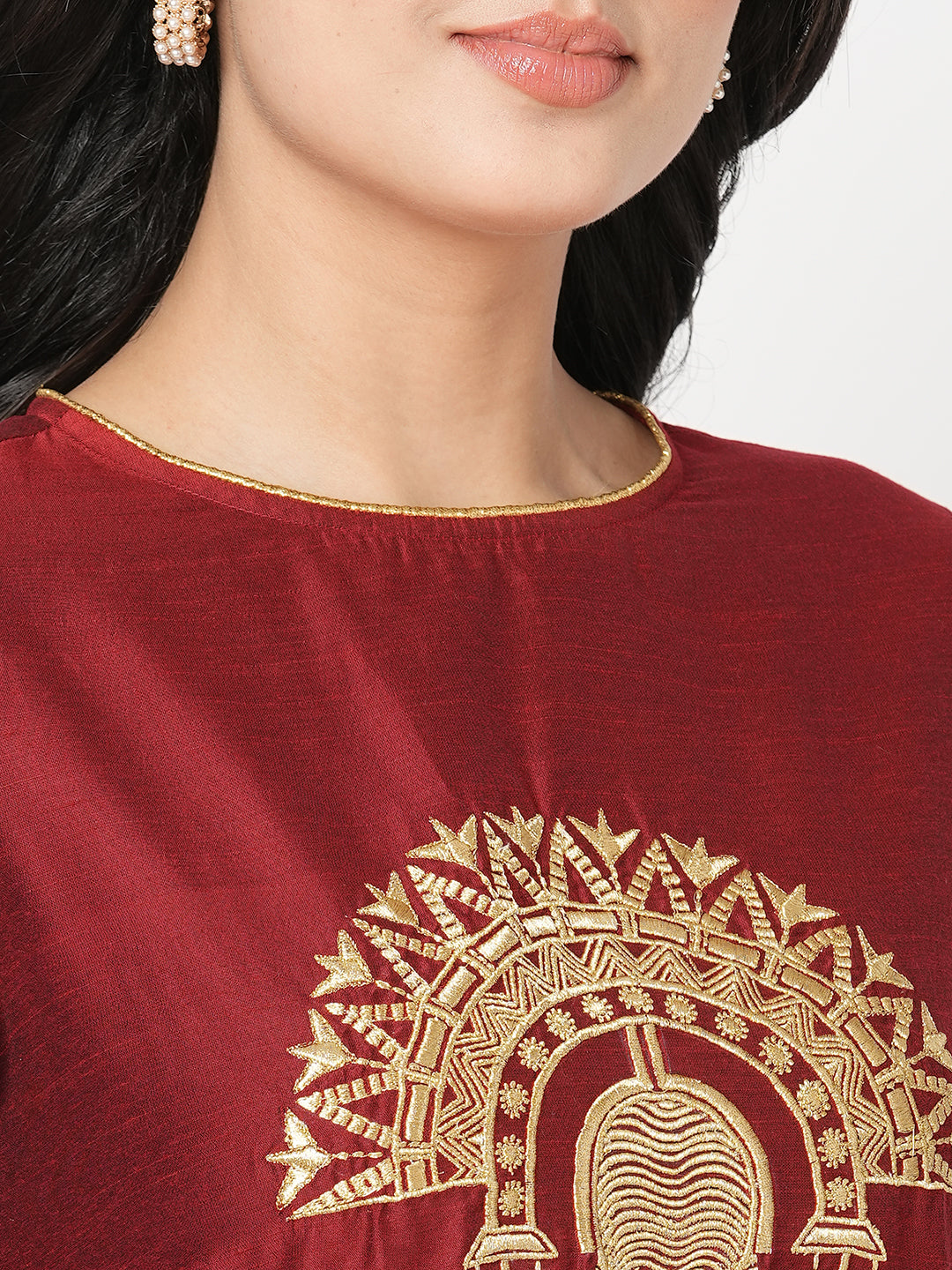 Hashtag Be A long straight festive kurta with elaborate gold thread work - Hashtag Be