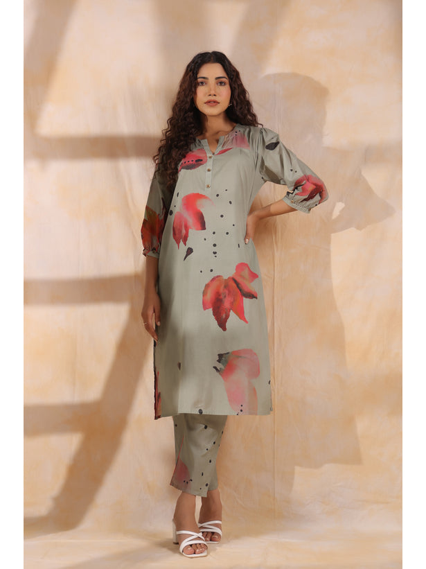 Mehendi Artsy Print Women Kurta Set