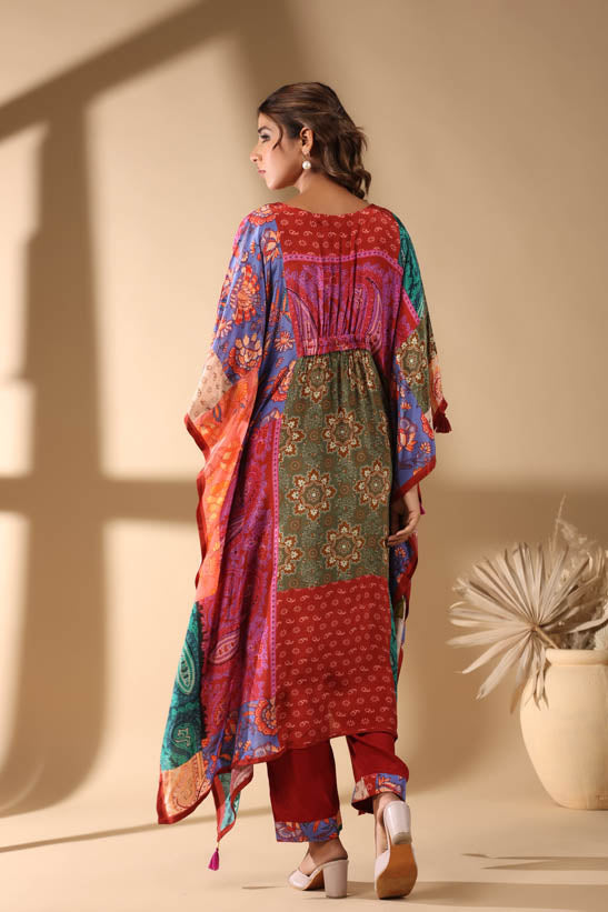 Multicolour Artsy Print Women Kaftan Set