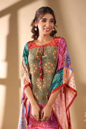 Multicolour Artsy Print Women Kaftan Set