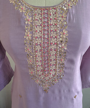 Purple Embroidered Women Suit Set