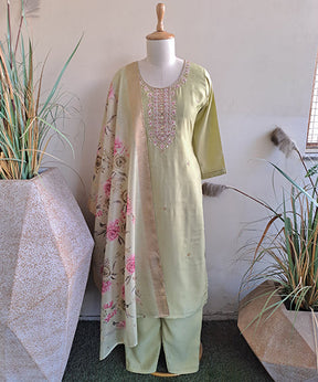 Sea Green Embroidered Women Suit Set