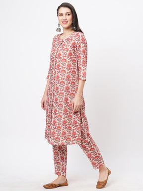 Kalamkari Floral Print Cotton Blend Kurta Set