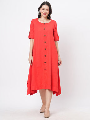 Featuring A Cotton Flex Hanky Hem Shirt Dress With Wooden Buttons