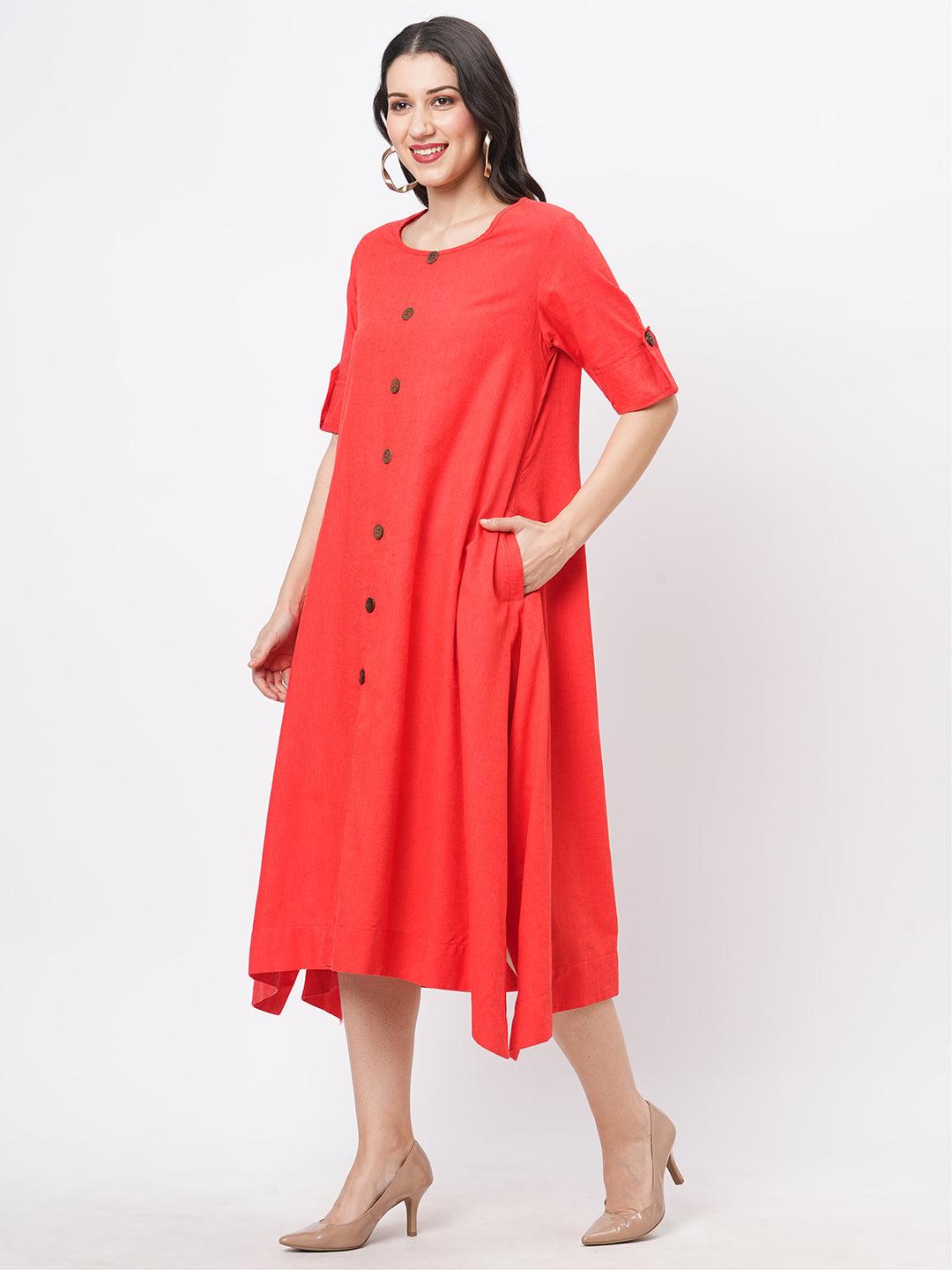 Featuring A Cotton Flex Hanky Hem Shirt Dress With Wooden Buttons