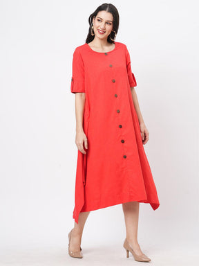 Featuring A Cotton Flex Hanky Hem Shirt Dress With Wooden Buttons