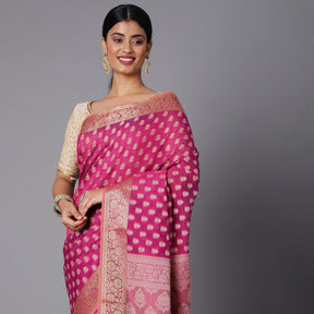 Featuring A Sheer Beautiful Saree Highlighted With Intricated Jacquard Design