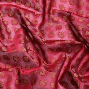 Magenta Cotton Blend Contrast Color Jacquard Saree With Copper Highlights