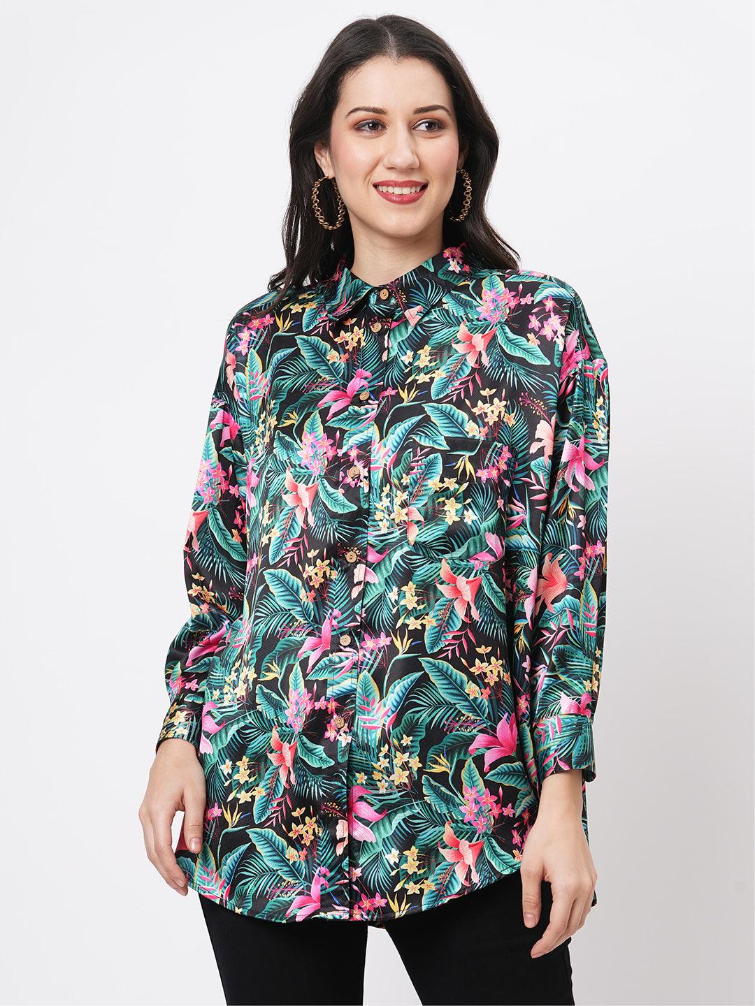 Loose Fit Shirt With Button Down Front In Resort Wear Print.