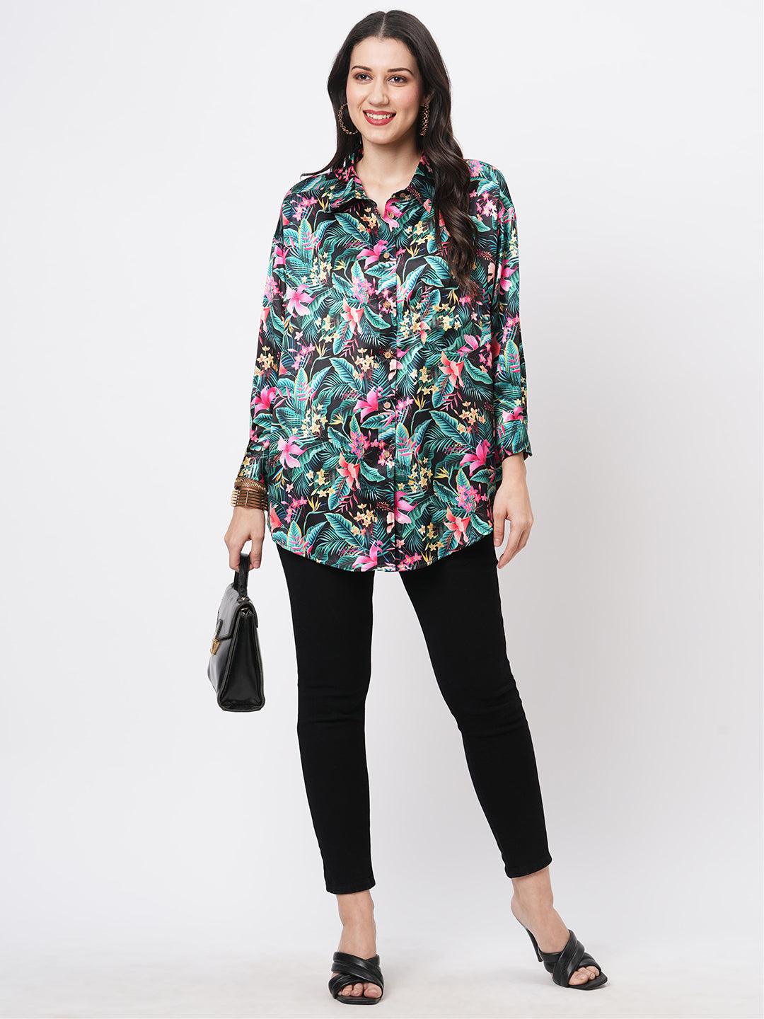 Loose Fit Shirt With Button Down Front In Resort Wear Print.