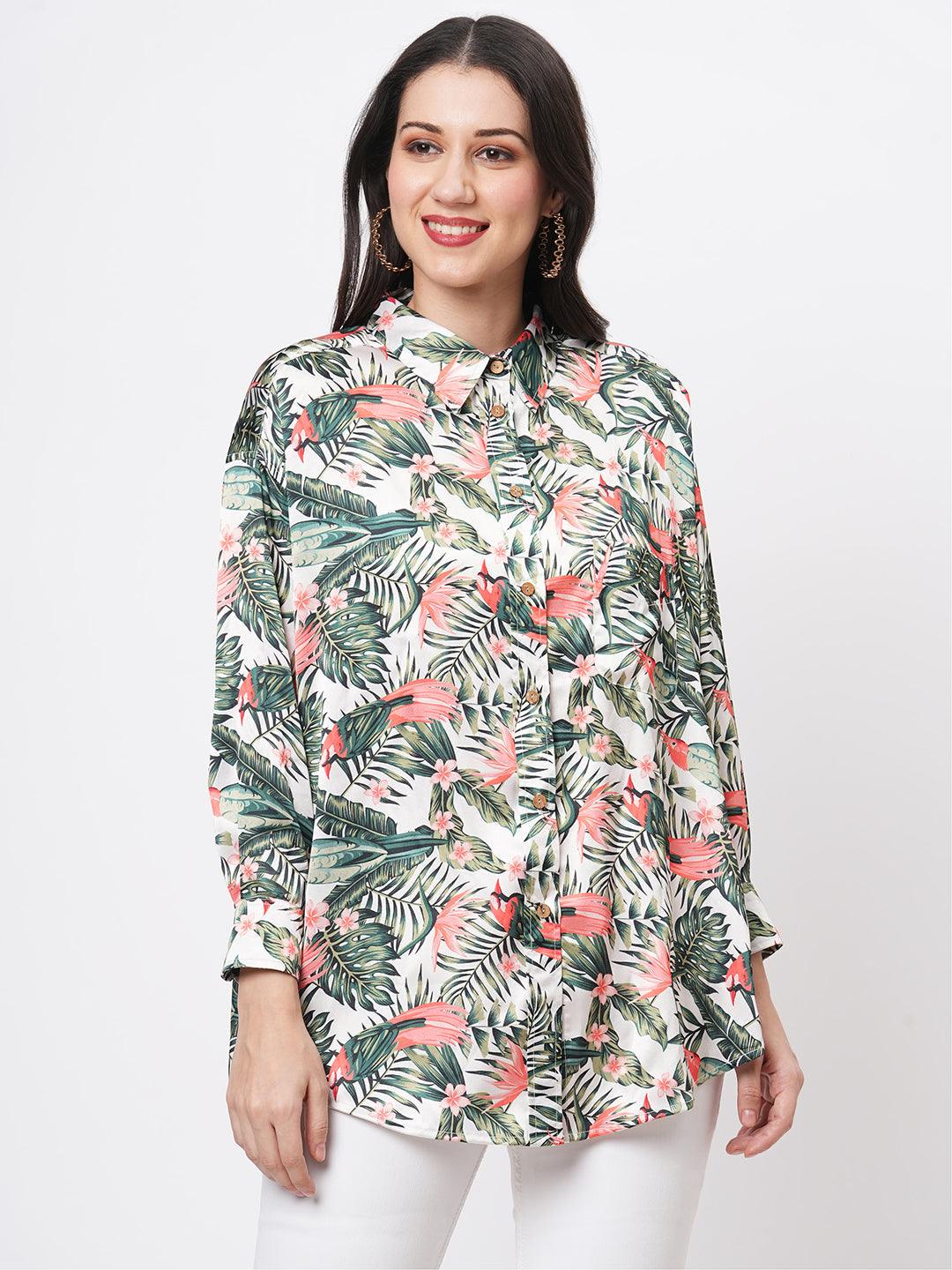 Loose Fit Shirt With Button Down Front In Resort Wear Print.