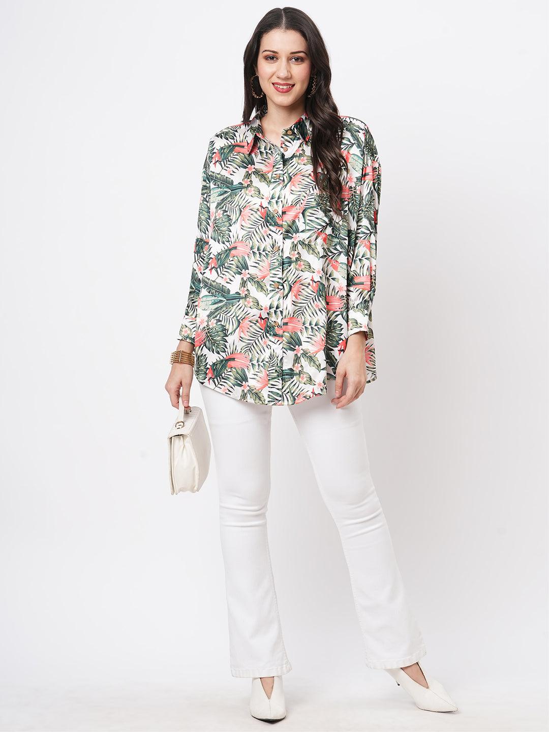 Loose Fit Shirt With Button Down Front In Resort Wear Print.