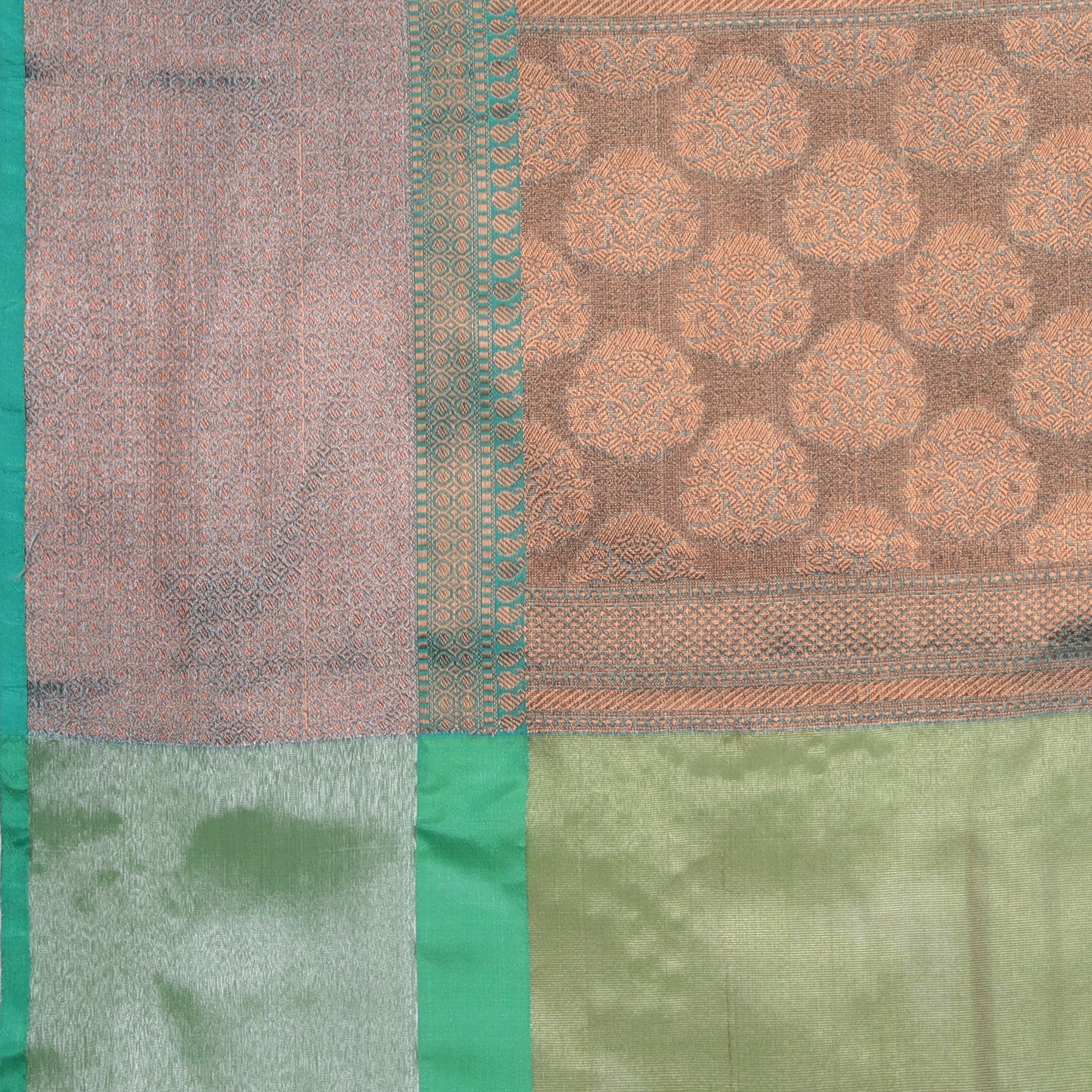 Green Chanderi Blend Saree With Bold Motif All Over And Contrast Pallu