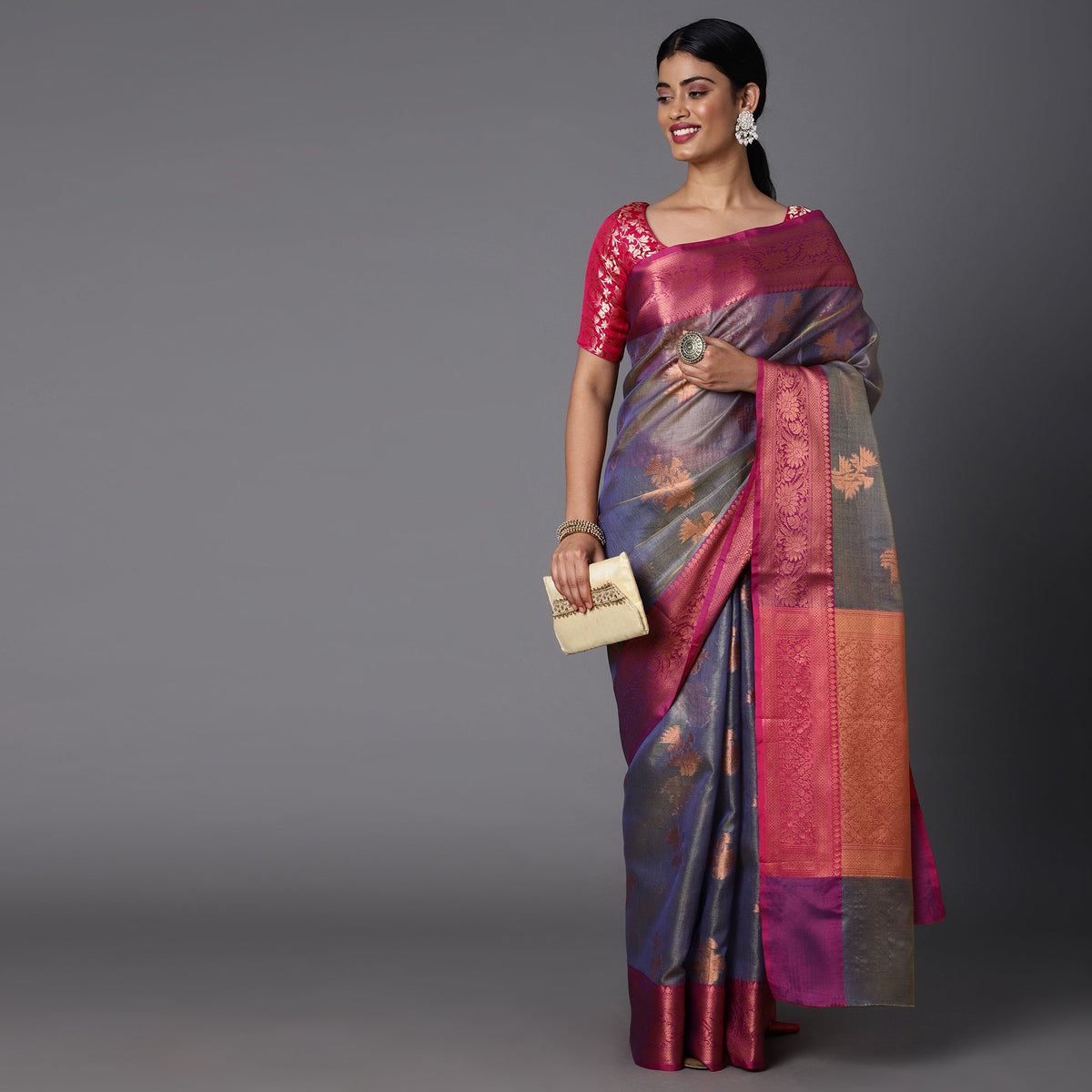 Featuring A Sheer Beautiful Saree Highlighted With Contrast Jacquard Broad Border