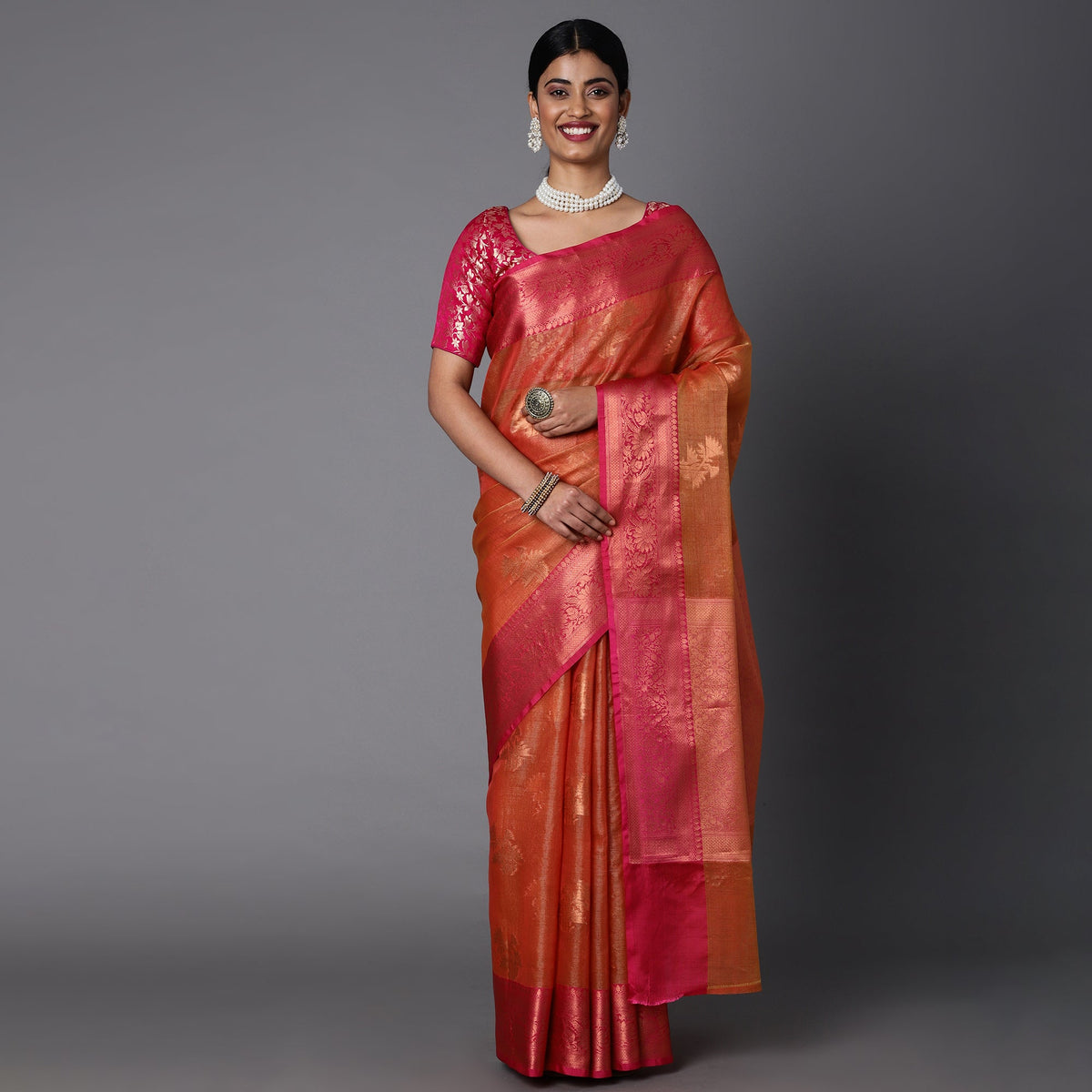 Featuring A Sheer Beautiful Saree Highlighted With Contrast Jacquard Broad Border