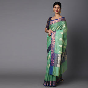 Featuring A Sheer Beautiful Saree Highlighted With Contrast Jacquard Broad Border