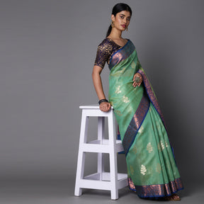 Featuring A Sheer Beautiful Saree Highlighted With Contrast Jacquard Broad Border