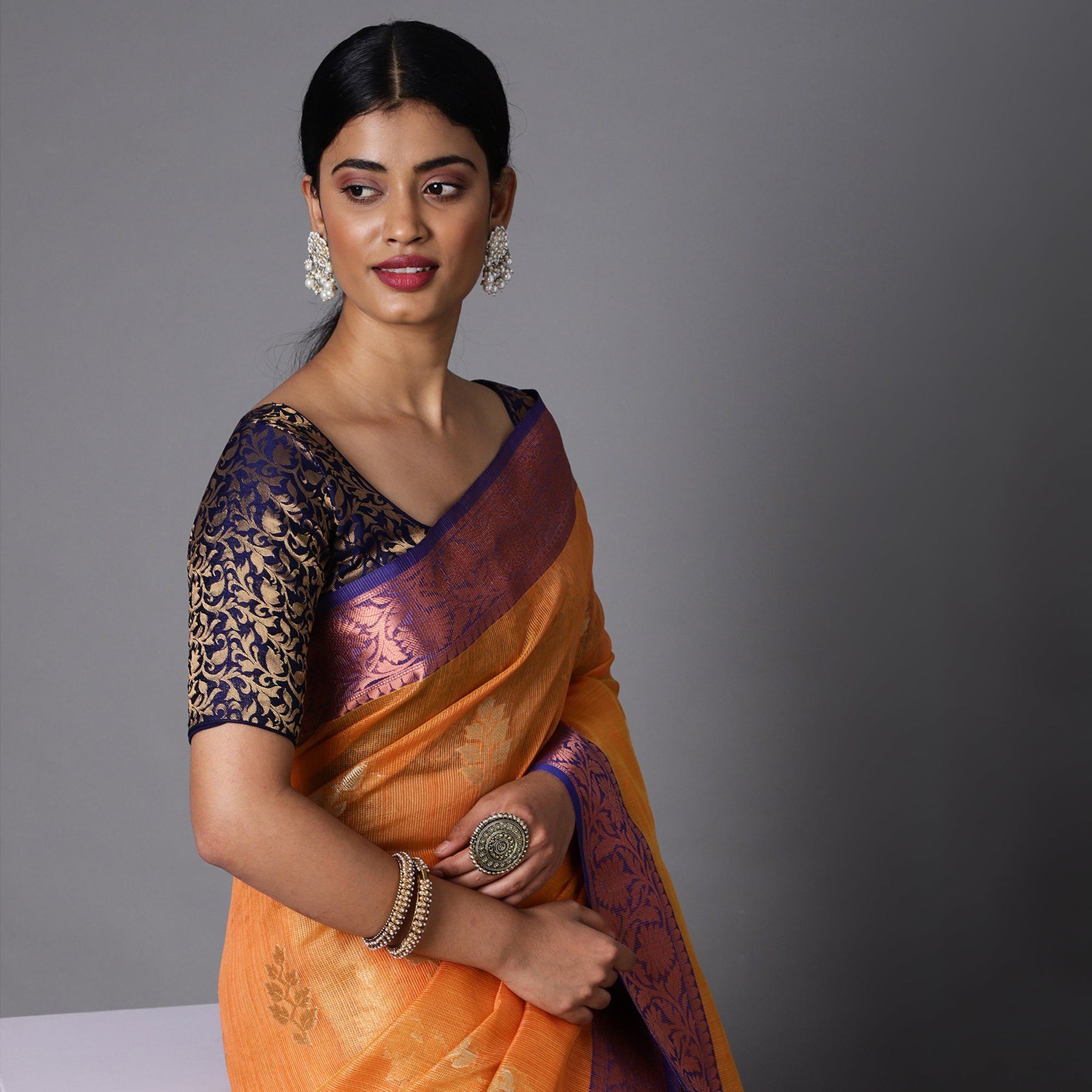 Featuring A Sheer Beautiful Saree Highlighted With Contrast Jacquard Broad Border