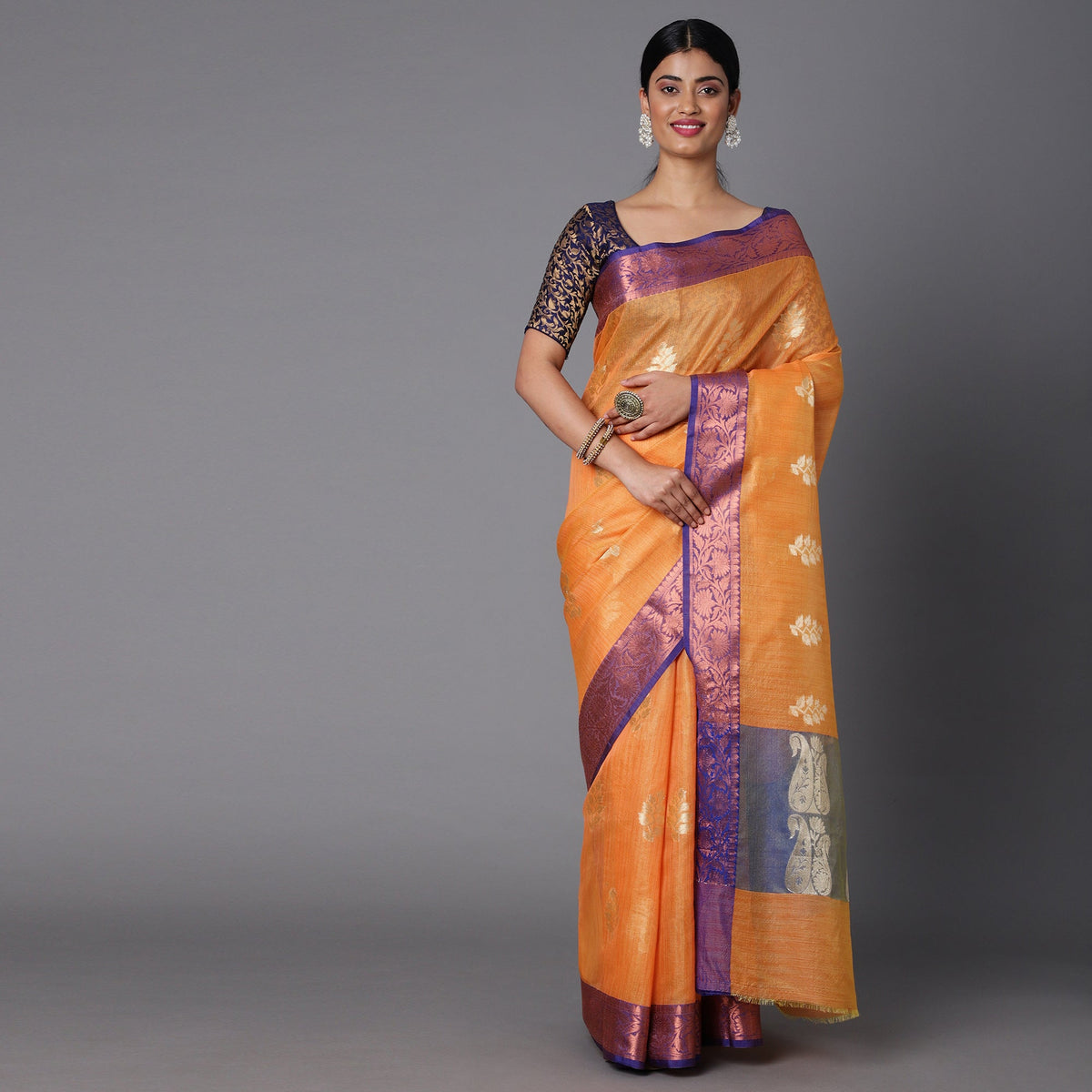 Featuring A Sheer Beautiful Saree Highlighted With Contrast Jacquard Broad Border