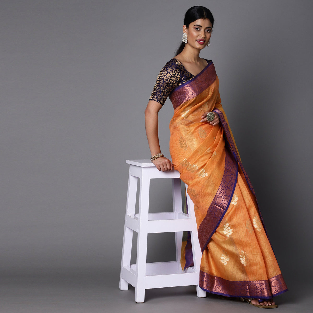 Featuring A Sheer Beautiful Saree Highlighted With Contrast Jacquard Broad Border