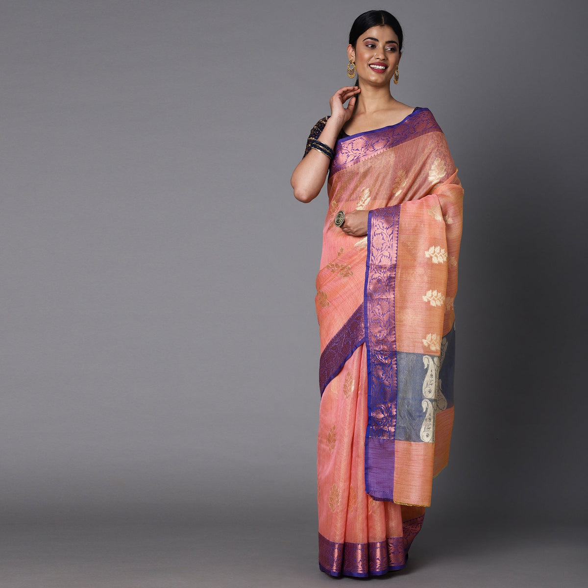 Featuring A Sheer Beautiful Saree Highlighted With Contrast Jacquard Broad Border