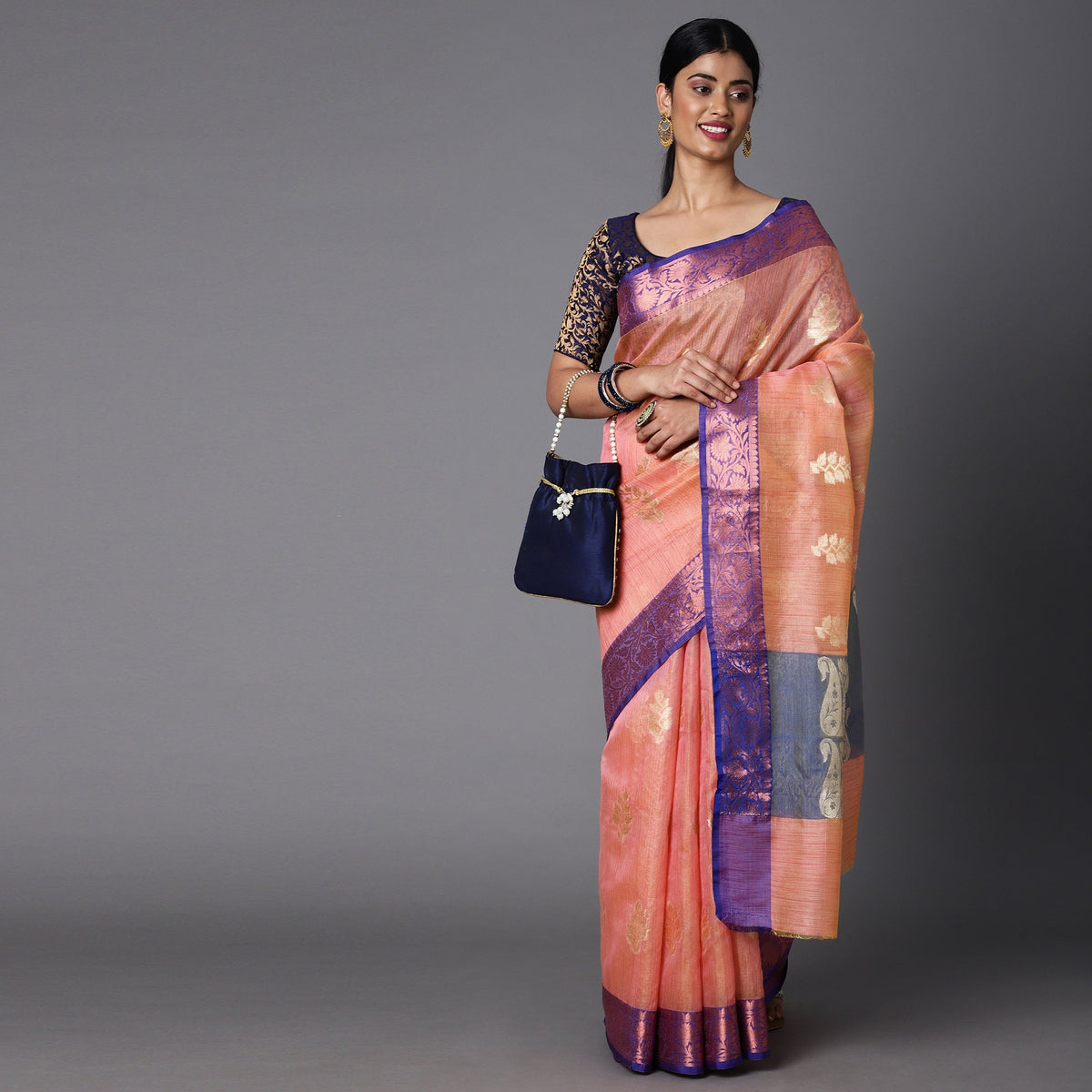 Featuring A Sheer Beautiful Saree Highlighted With Contrast Jacquard Broad Border