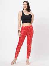  Spell Binding Gold Foil Printed Cotton Lycra Maroon Legging Handcrafted For You.