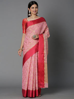 Features A Sheer Kota Saree With Texture And Circular Motif In Gold All Over