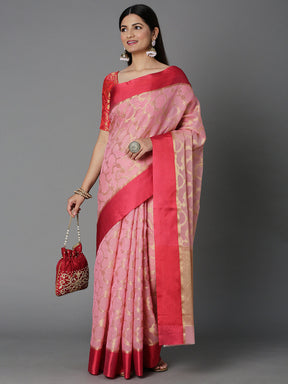 Features A Sheer Kota Saree With Texture And Circular Motif In Gold All Over