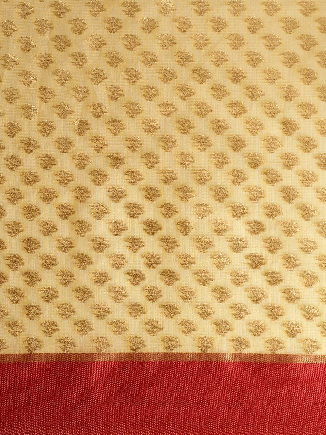 Features A Sheer Kota Saree With Texture And Buttis In Gold All Over