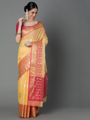 Featuring A Sheer Textured Saree With Butti All Over Highlighted With 2 Borders