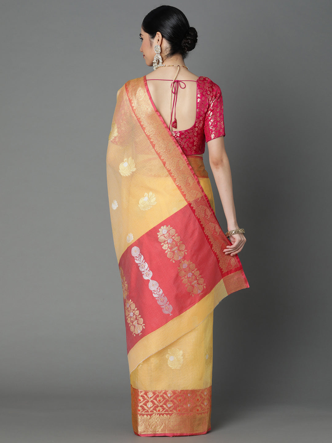 Featuring A Sheer Textured Saree With Butti All Over Highlighted With 2 Borders