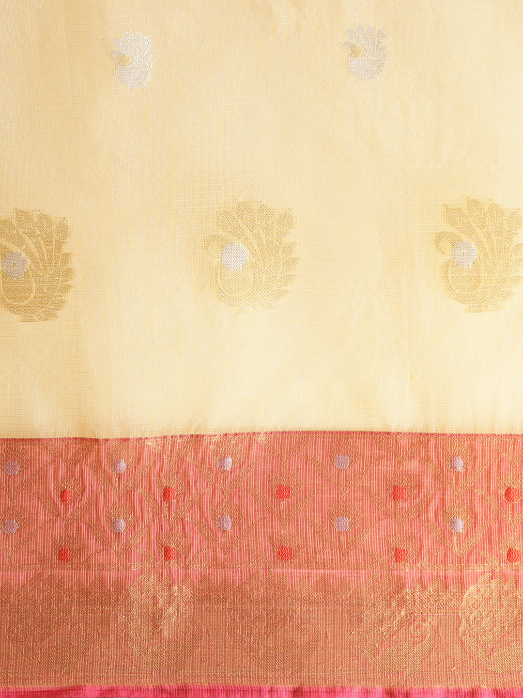 Featuring A Sheer Textured Saree With Butti All Over Highlighted With 2 Borders