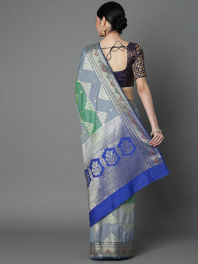 Adorn This Splendid Silk Blend Saree With Geometric Motif All Over