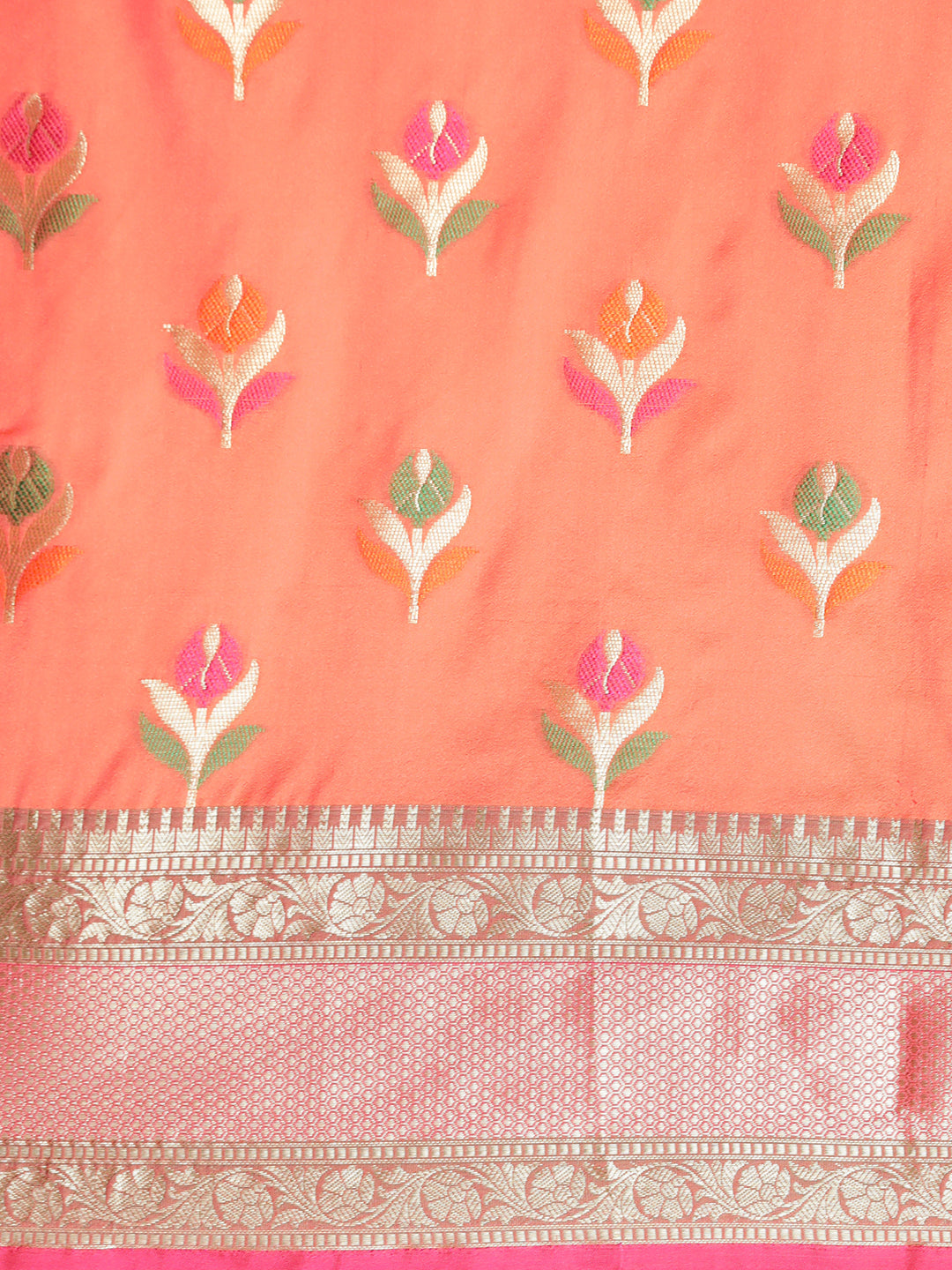 Features A Radiant Silk Blend Saree With Jacquard Ethnic Buttis All Over