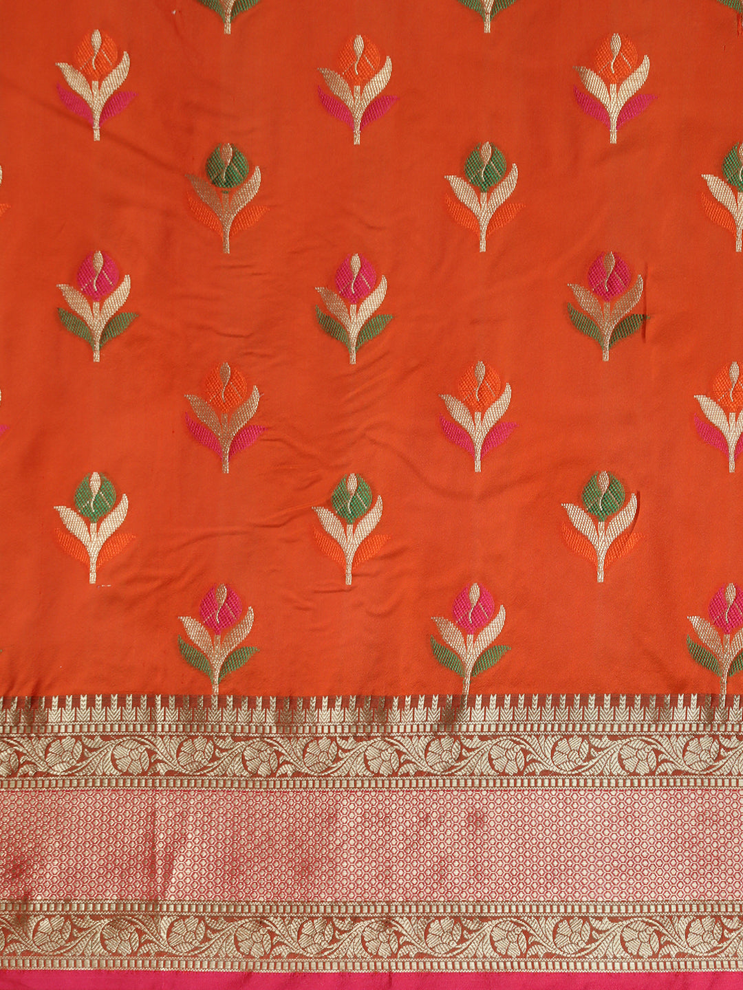 Features A Radiant Silk Blend Saree With Jacquard Ethnic Buttis All Over