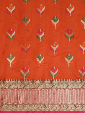 Features A Radiant Silk Blend Saree With Jacquard Ethnic Buttis All Over