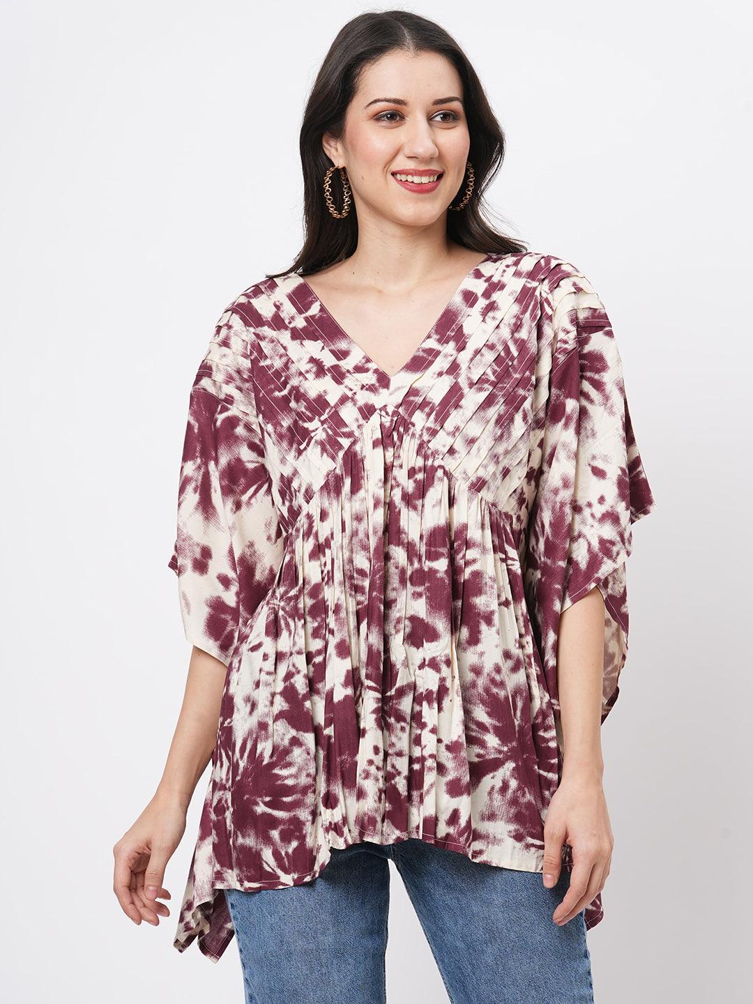 An Oversized Summer Kaftan Top In The Tie N Dye Print.